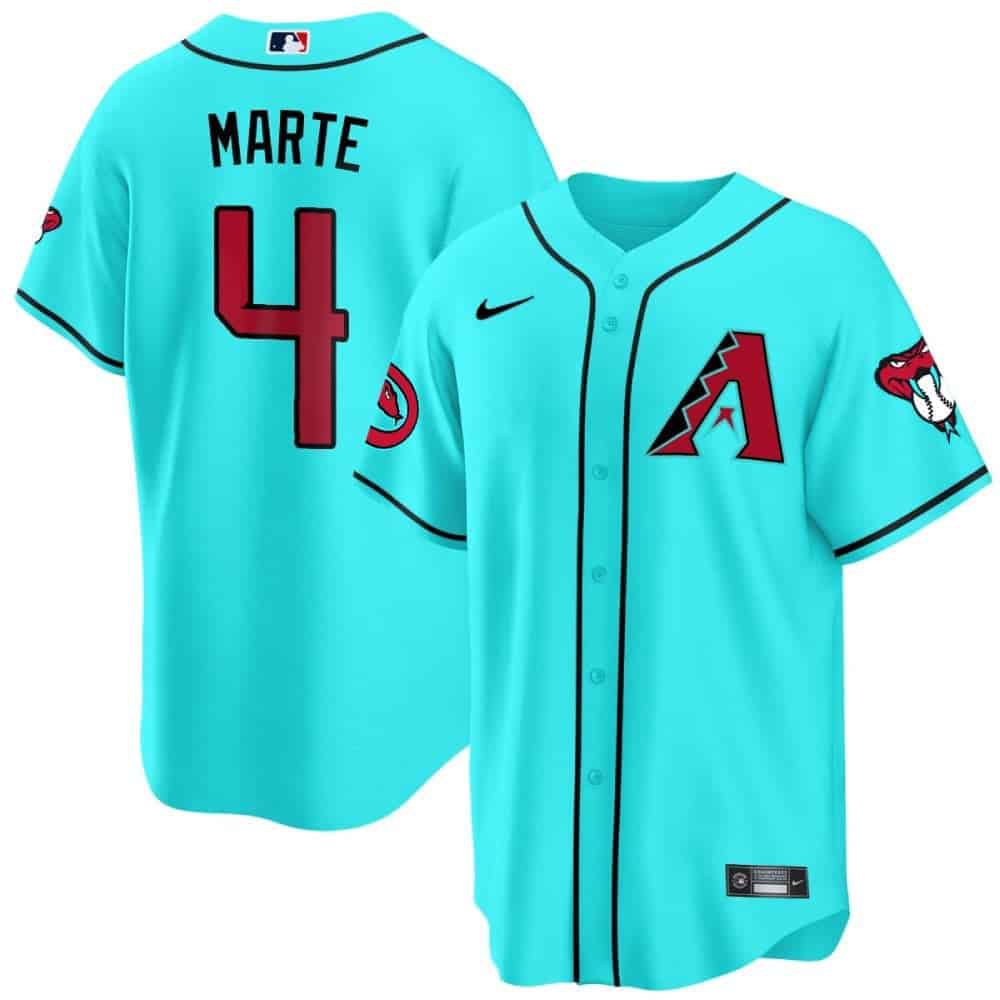 Men Arizona Diamondback #4 Marte Light Blue 2024 Nike Cool Base MLB Jersey->arizona diamondback->MLB Jersey